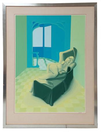 Gouache, Dame in de kamer 1972