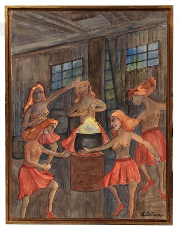 Aquarel, Dansend bij de heksenketel