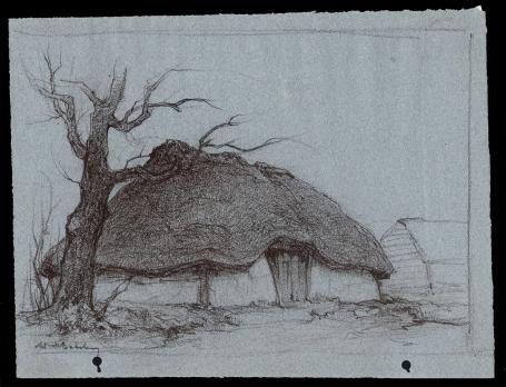 Tekening, oude hoeve 1963