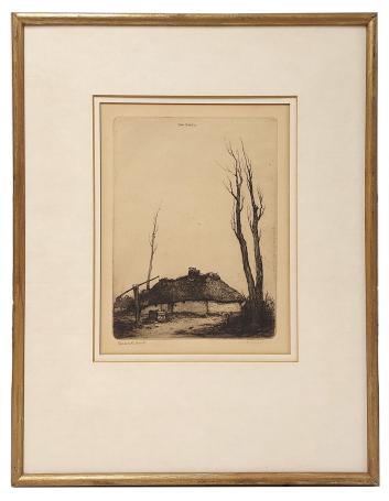 Speciale druk, hoeve met bomen