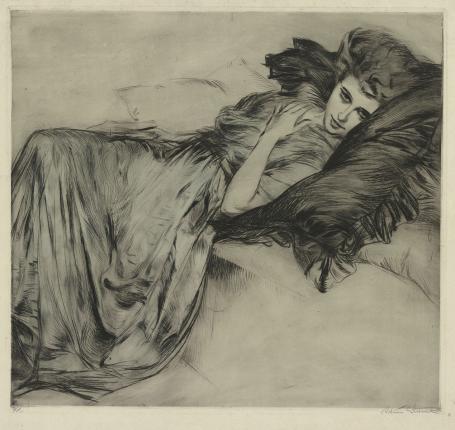 Ets litho van de Franse kunstenaar Etienne-Adrien Drian