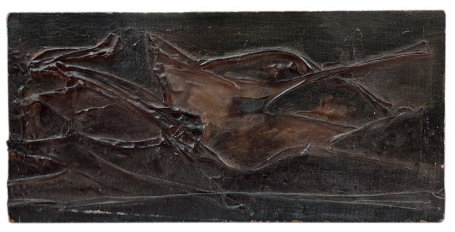 Opgehoogd bruin abstract werk