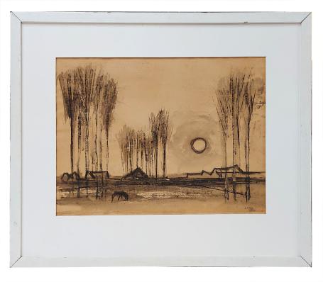 Landschapje met paard in de weide 1943