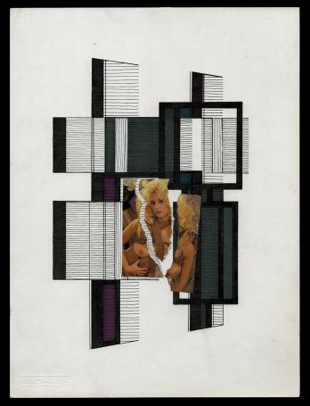 Geometrische tekening met naakt, Naakt 12 03 1990