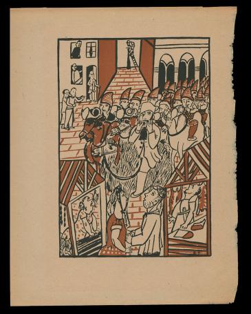 Houtsnede "De vierde koning" 1941 C