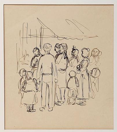 Edmond Van Offel met een pentekening