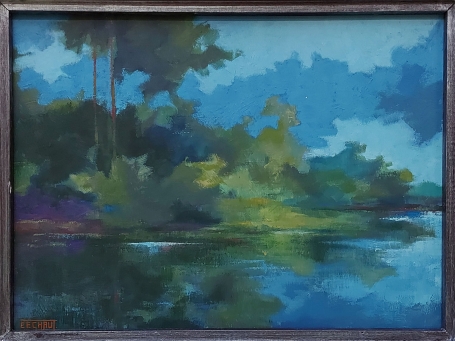 Expressionistisch landschapsgezicht aan het water 1976