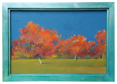 Bomen in een park met herfstkleuren  1990