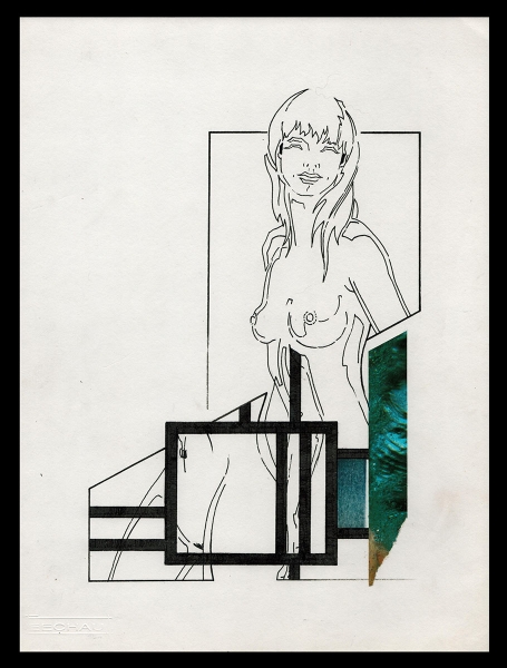 Tekening gemengde techniek,  naakte dame 11 08 1989