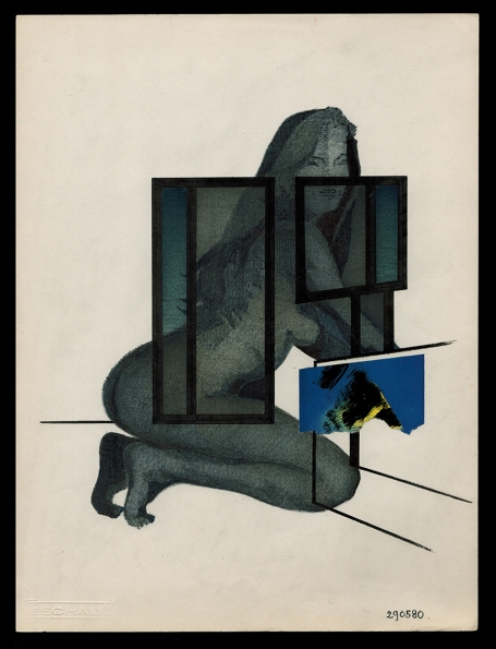 Tekening gemengde techniek,  naakte dame 29 05 1980