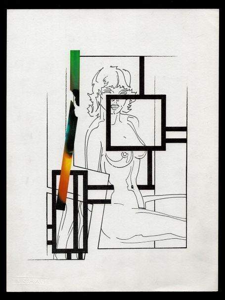 Tekening gemengde techniek, Zittend naakt 07 01 1989