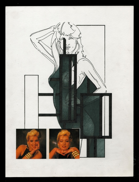 Tekening gemengde techniek,  naakt staande vrouw 1988