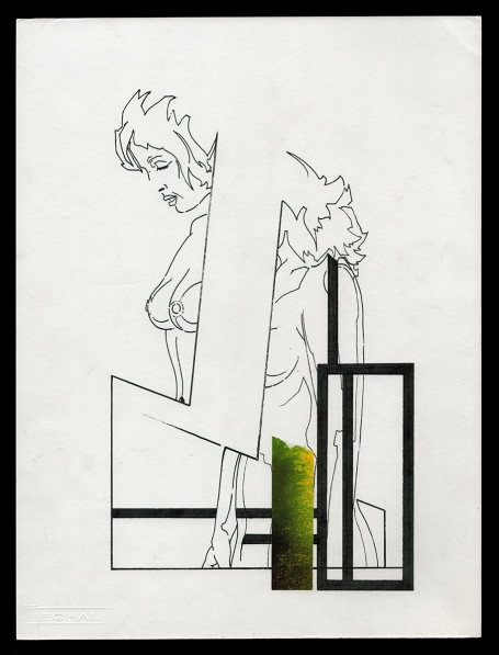 Tekening gemengde techniek, naakte dame 05 10 xx