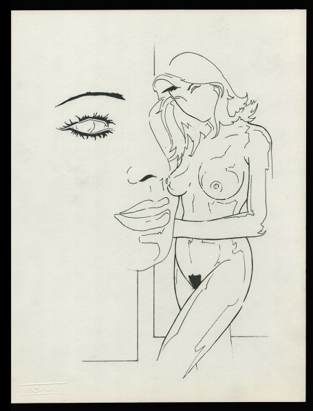 Tekening Naakte dame en het oog 26 08 82