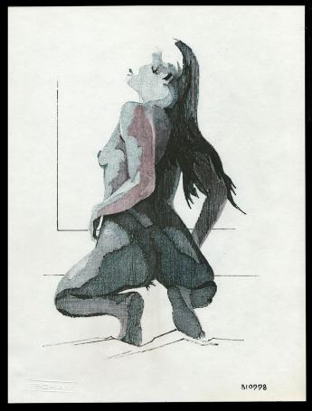 Schaduwtekening gehurkte uitdagende vrouw 3107 1978