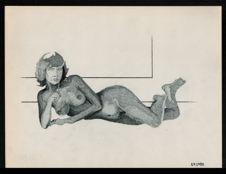 Schaduwtekening liggend naakt 29 04 80