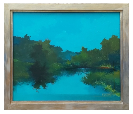 Lansdschapsgezicht aan een meer 1993