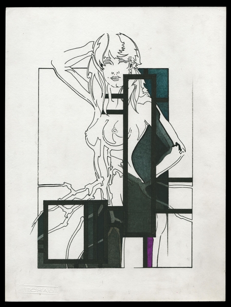 Naakte takkendame in een uitdagende pose 050289