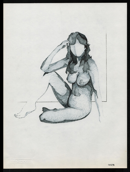 Schaduwtekening, poserend zittend naakt 10 12 78