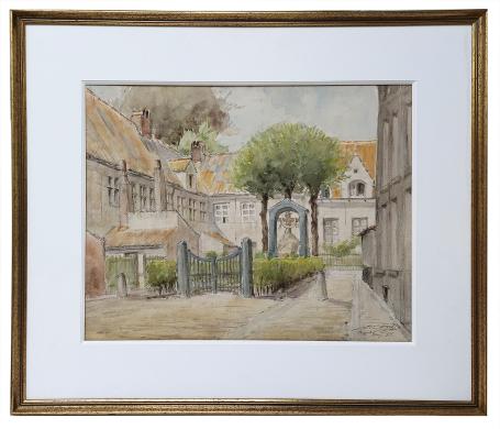 Aquarel, Begijnhof Lier 1953