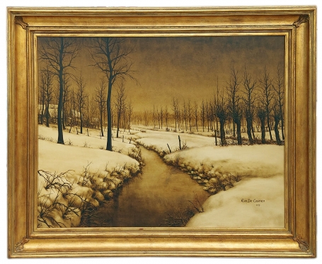 Emiel de Cooman met een groot schilderij