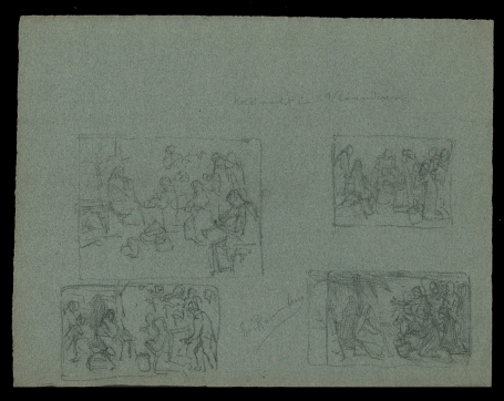 Blad schets voor en achter Kerstnacht in Vlaanderen