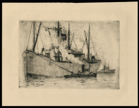 Stoomboot met sleepboten