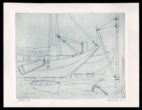 Platbodems op de werf Proef A.F.