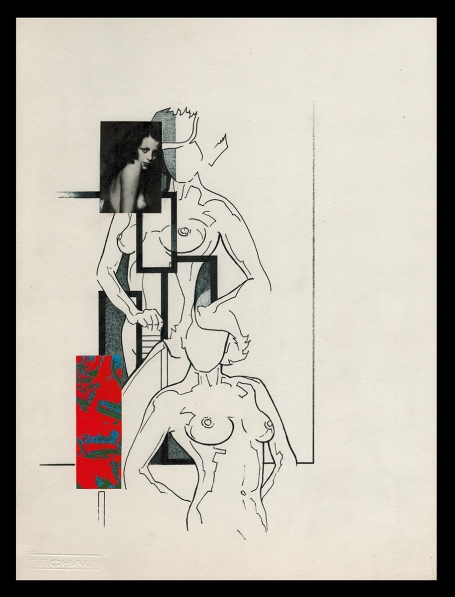 Tekening gemengde techniek,  naakte dame 30 05 1982