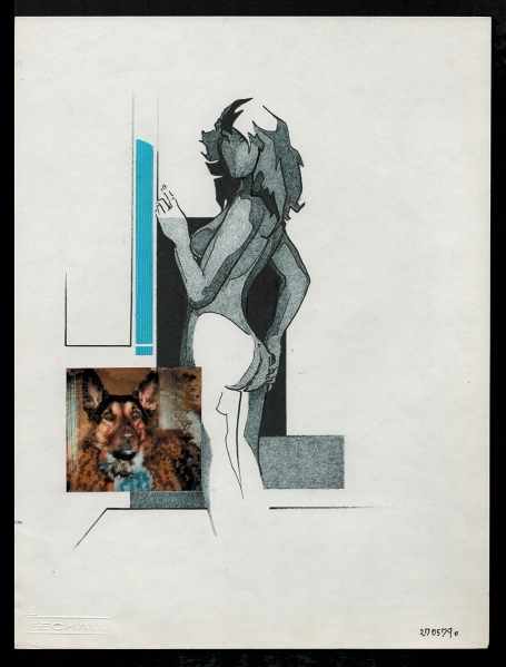 Tekening gemengde techniek,  naakte dame 27 05 1979