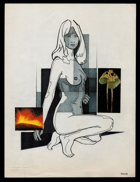 Tekening gemengde techniek,  naakte dame 04 04 1981