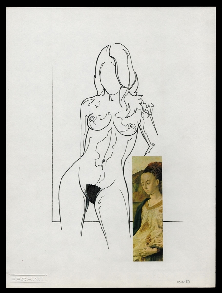 Tekening gemengde techniek,  naakte dame 05 06 1983