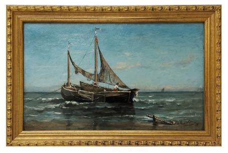 Vissersboot voor anker 1887