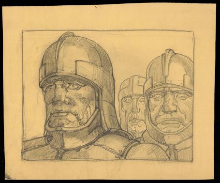 Tekening, Verbeten kijkende ridders