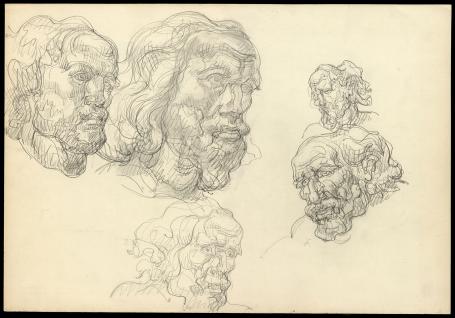 Tekeningen S, schetsen karakterkoppen