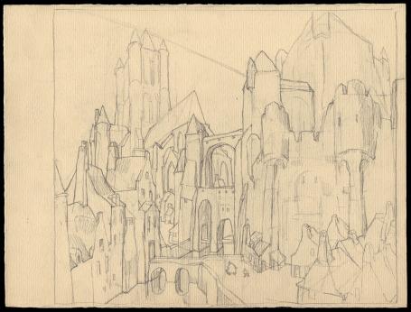 Tekening gebouwen J (voor en achter)