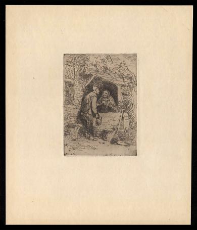 Man en vrouw in gesprek bij een huis