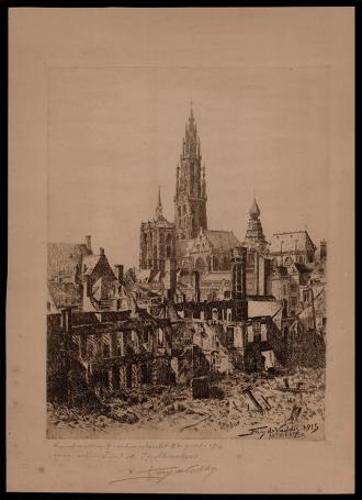 Bombardement Schoenmarkt 1914 Antwerpen 1915