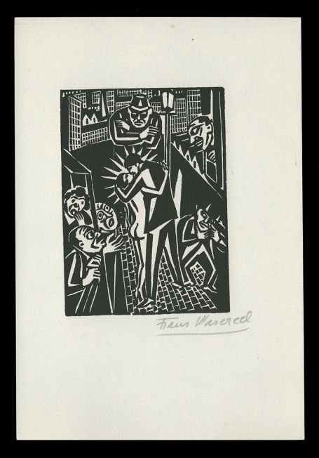 Houtsnede van Belgische kunstenaar F. Masereel uit het werk l'idée