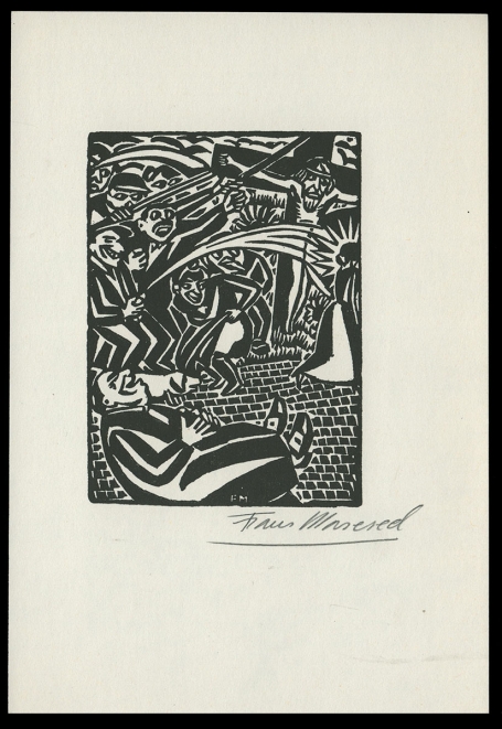Houtsnede van Belgische kunstenaar F. Masereel uit het werk l'idée