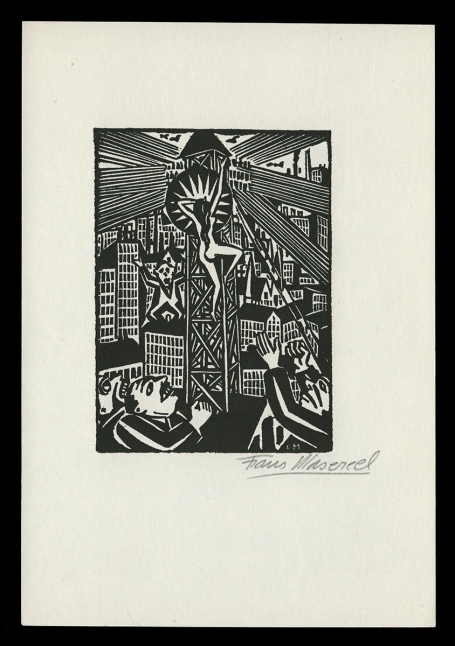 Houtsnede van Belgische kunstenaar Frans Masereel uit het werk l'idée