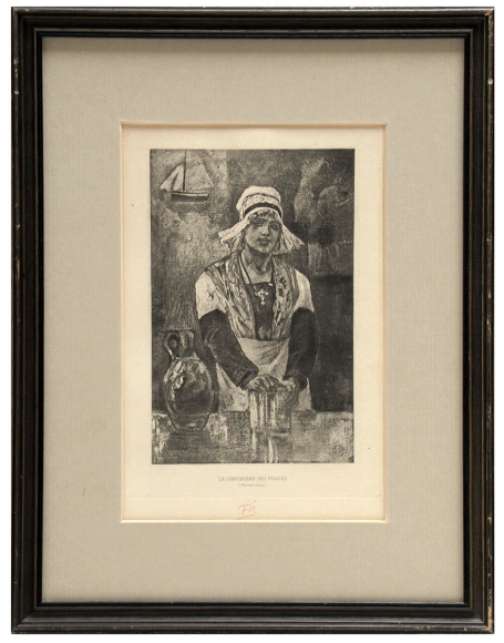 Heliogravure "La cantinière des pilotes" (Vernis mou) 1905 exsteens 971.2 