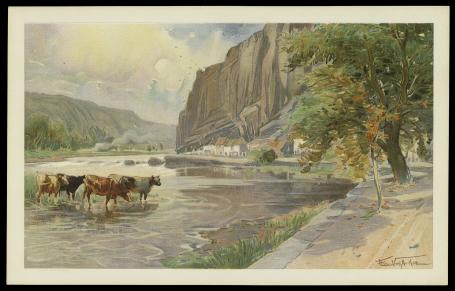 Chromolitho, Koeien in het water