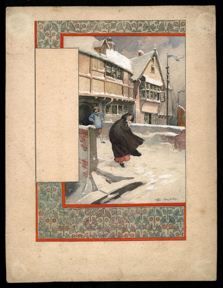 Dame op een bruggetje in de wind