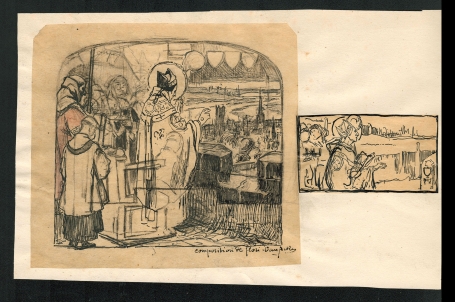 Twee inkttekeningen van de kardinaal, Composition