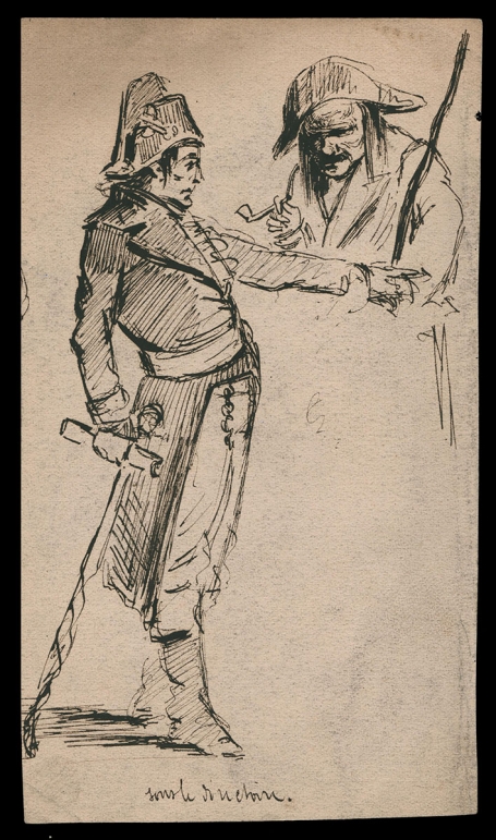 Schets wijzende soldaat