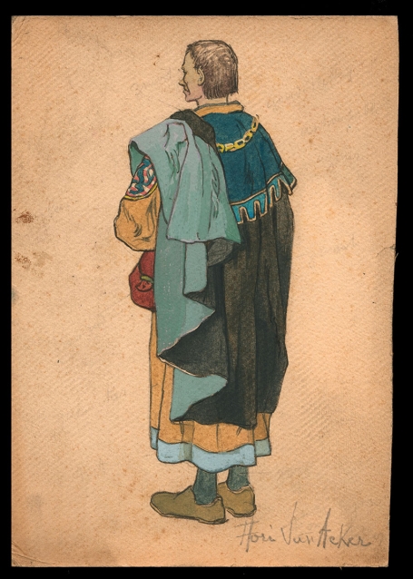 Waterverf: Ontwerp voor stoet, de nobele inwoner