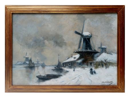 Klein schilderij van Belgische schilder Frédéric Marie Vermorcken