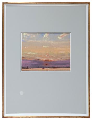 Pastel, Ondergaande zon op de Schelde