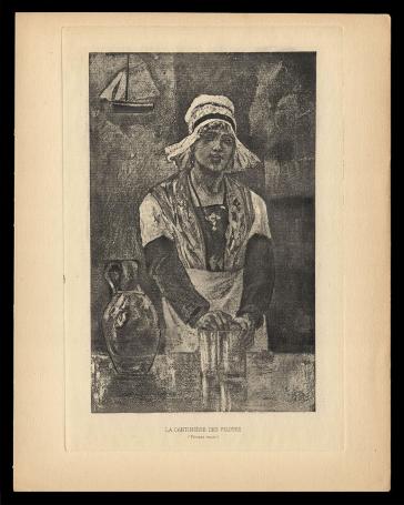 Heliogravure, La cantinière des pilotes (Vernis mou) 1905 Exsteens 971.2